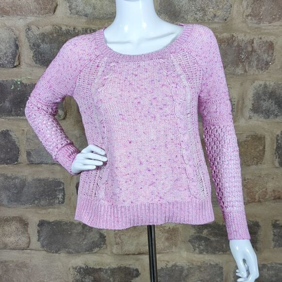 American Eagle Outfitters Pink Cable‎ Knit Sweater Woman's Small Pastel - Picture 2 of 15